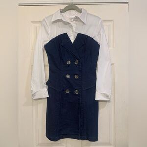 Venus 2 in 1 Denim Blazer White Long Sleeve  Size 4 Dress.                2835